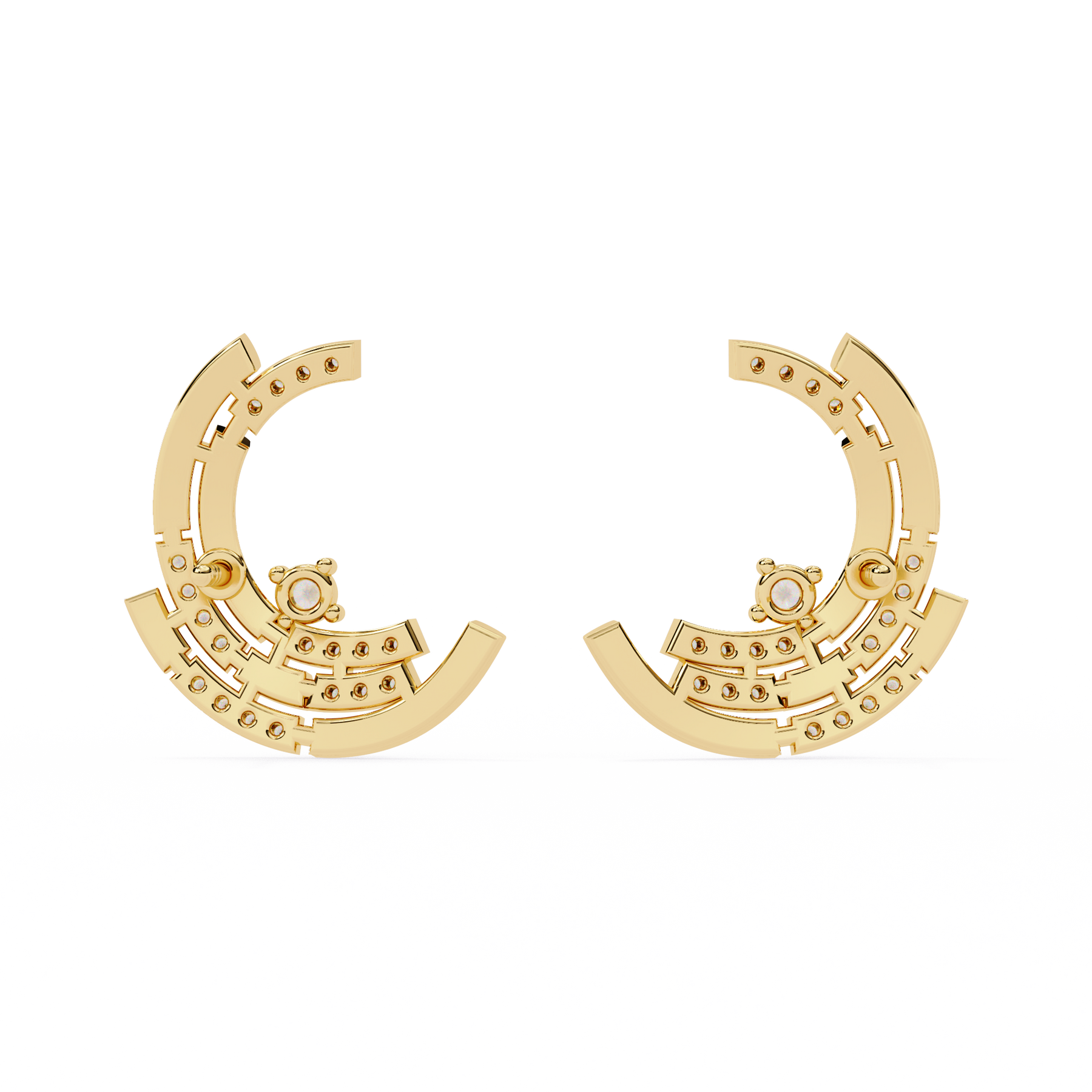 Marielle Crescent Diamond Stud Earrings – product view 11