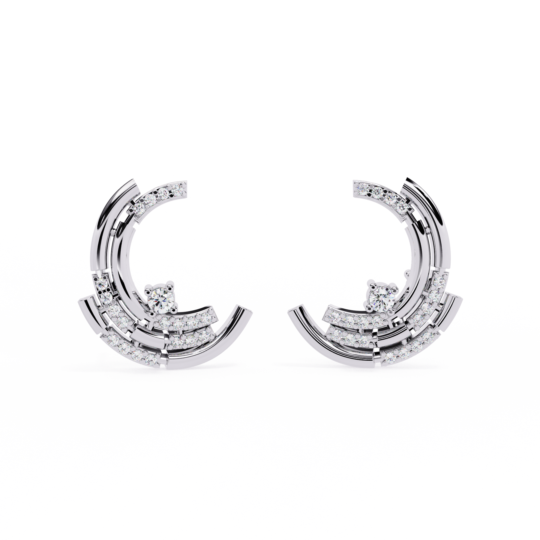 Marielle Crescent Diamond Stud Earrings – product view 5