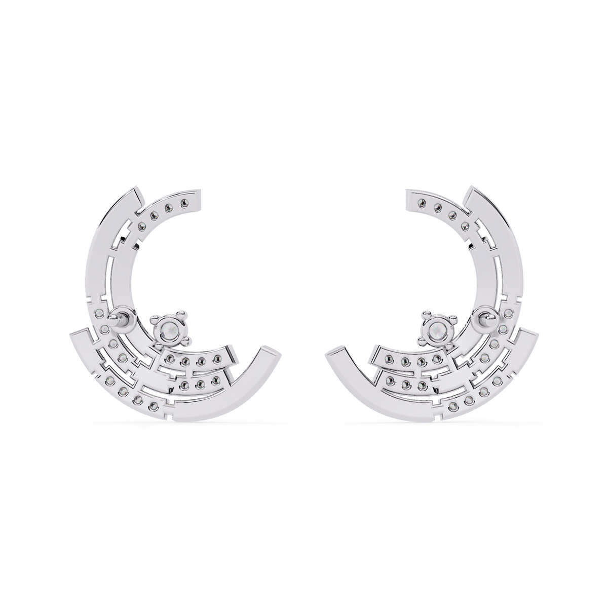 Marielle Crescent Diamond Stud Earrings – product view 1