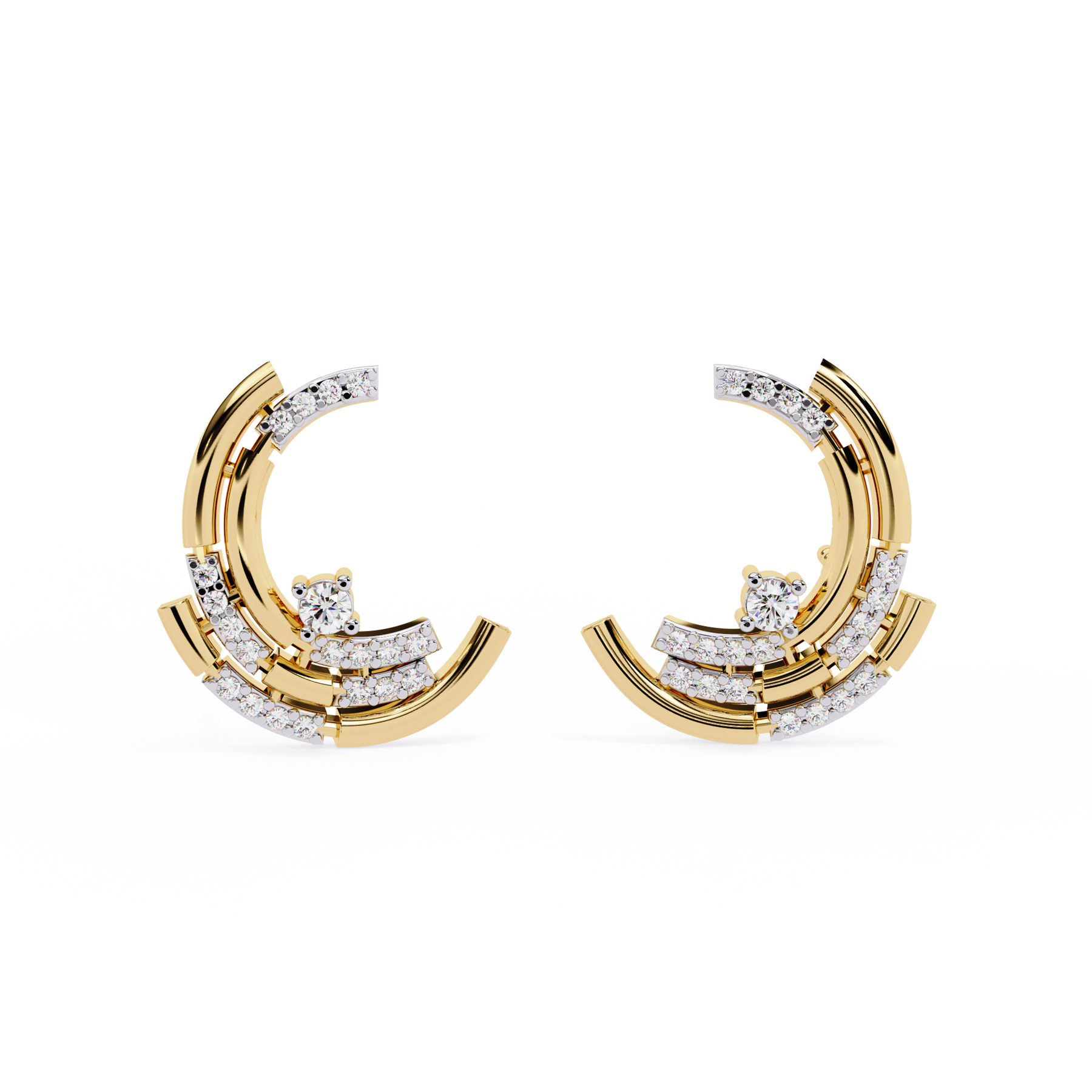 Marielle Crescent Diamond Stud Earrings – product view 7