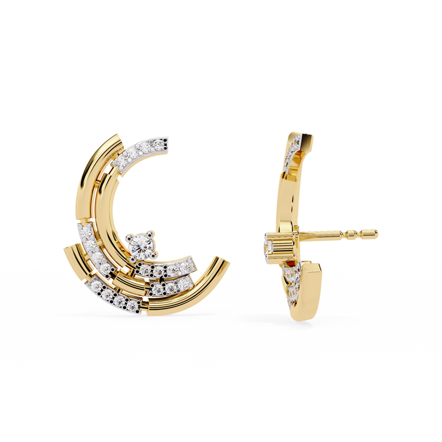 Marielle Crescent Diamond Stud Earrings – product view 2