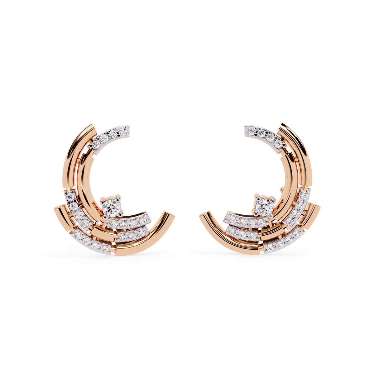 Marielle Crescent Diamond Stud Earrings – product view 6