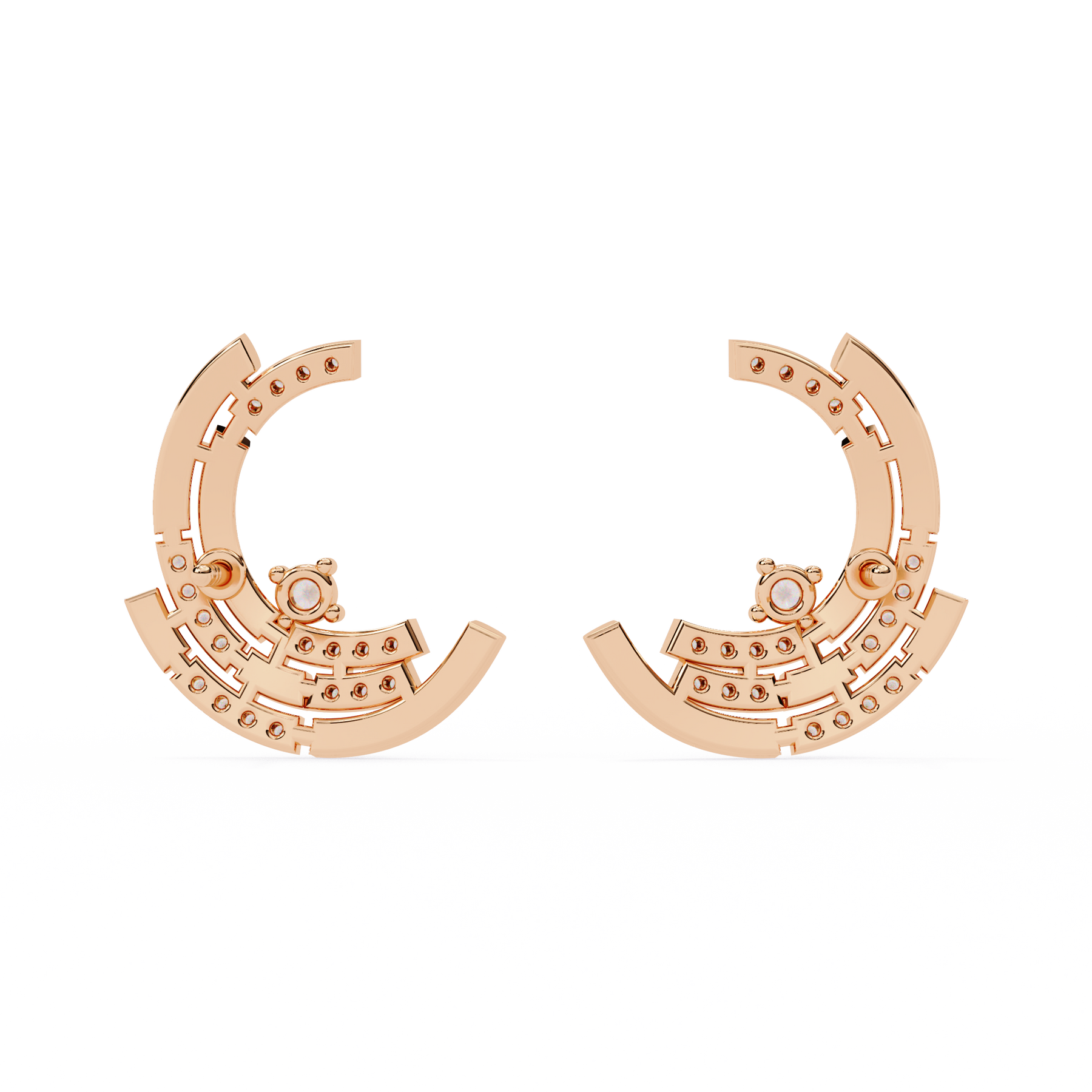 Marielle Crescent Diamond Stud Earrings – product view 12